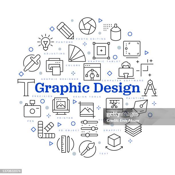 illustrations, cliparts, dessins animés et icônes de concept de conception graphique. conception vectorielle avec icônes et mots-clés - photoshop