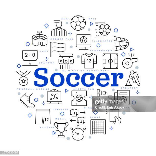 stockillustraties, clipart, cartoons en iconen met soccer. vector design with icons and keywords - crampon