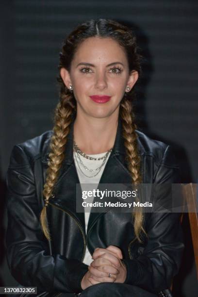 Carla Carrillo smiles during the press conference of the play Solo Con Ella and Por Amor at Foro Shakespeare on February 15, 2022 in Mexico City,...