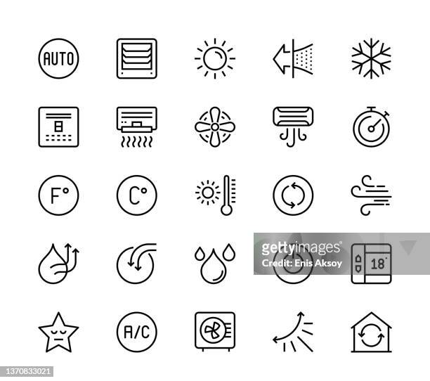klimaanlage-symbole - heizung stock-grafiken, -clipart, -cartoons und -symbole