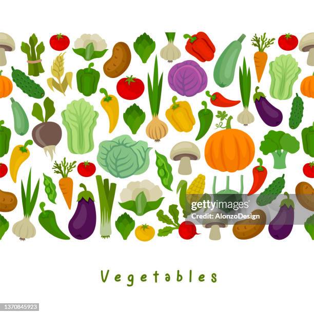 seamless pattern of fresh vegetables. - spinach stock illustrations