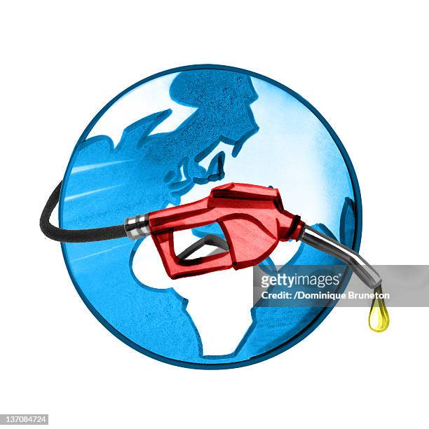 earth attached with gas pump - gasoline stock illustrations