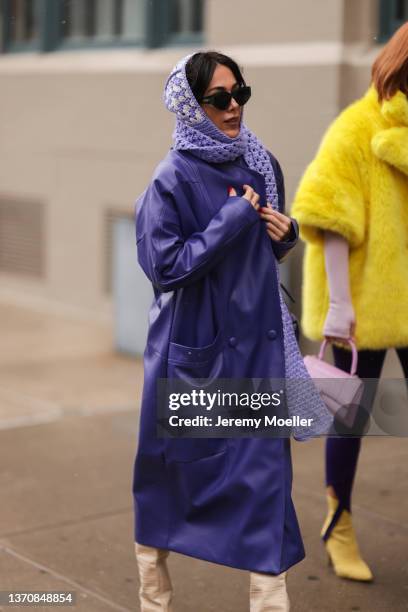 Fashion Week guest is seen outside Khaite during New Yorker Fashion Week on February 13, 2022 in New York City.