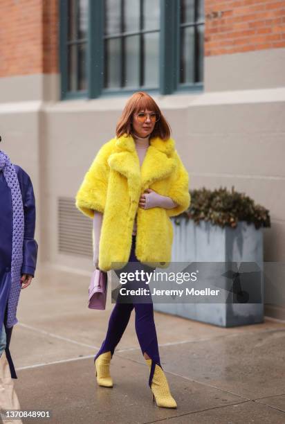 Fashion Week guest is seen outside Khaite during New Yorker Fashion Week on February 13, 2022 in New York City.