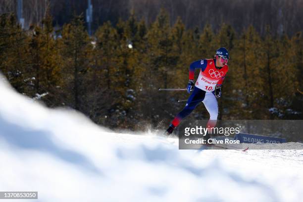 Minwoo Kim of Team South Korea competes during the Men's Cross-Country Team Sprint Classic Semifinals on Day 12 of the Beijing 2022 Winter Olympics...