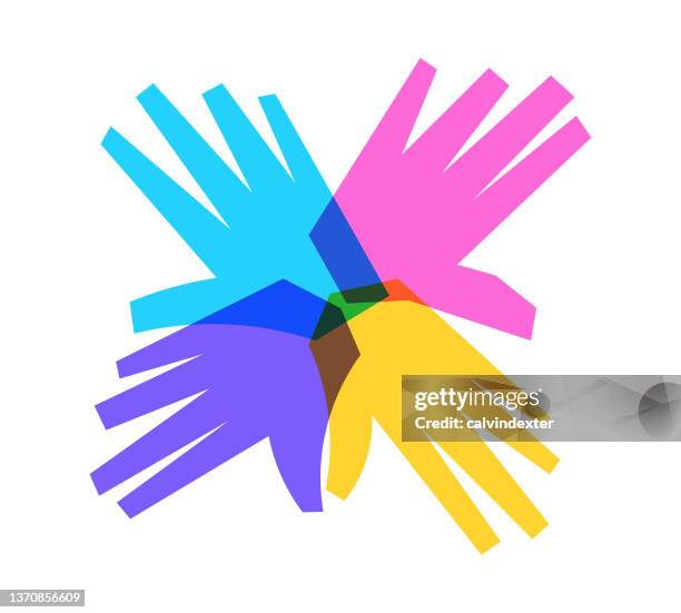 human hands multi colored - strength weakness stock illustrations