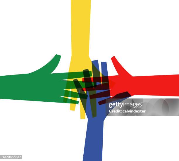 human hands multi colored - strength weakness stock illustrations