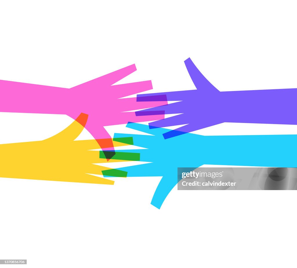 Human hands multi colored