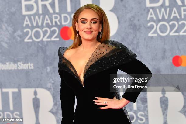 Adele attends The BRIT Awards 2022 at The O2 Arena on February 08, 2022 in London, England.