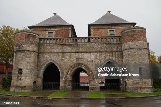 view through the porte valenciennes, douai, france - douai stock pictures, royalty-free photos & images