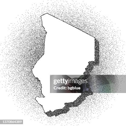 Stippled Chad map - Stippling Art - Dotwork - Dotted style Stippled Chad map - Stippling Art - Dotwork - Dotted style