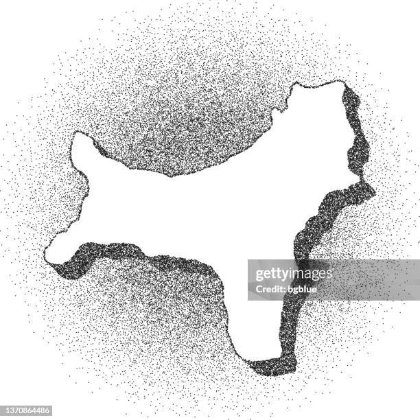 stippled christmas island map - stippling art - dotwork - dotted style - dotwork stock illustrations