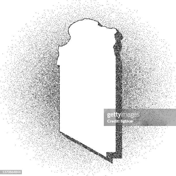 stippled cyrenaica map - stippling art - dotwork - dotted style - benghazi libya stock illustrations