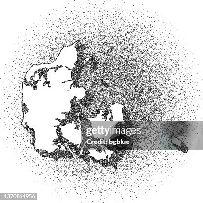 Stippled Denmark map - Stippling Art - Dotwork - Dotted style Stippled Denmark map - Stippling Art - Dotwork - Dotted style