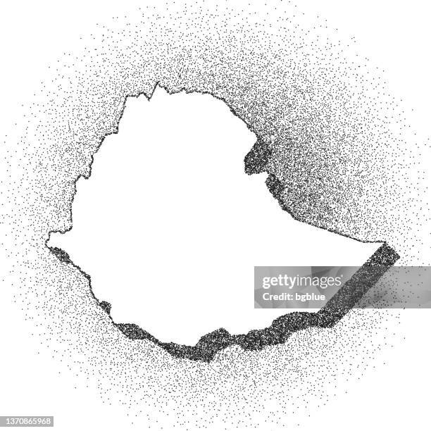 stockillustraties, clipart, cartoons en iconen met stippled ethiopia map - stippling art - dotwork - dotted style - ethiopia