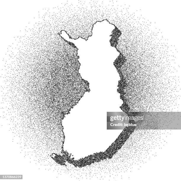 stockillustraties, clipart, cartoons en iconen met stippled finland map - stippling art - dotwork - dotted style - helsinki