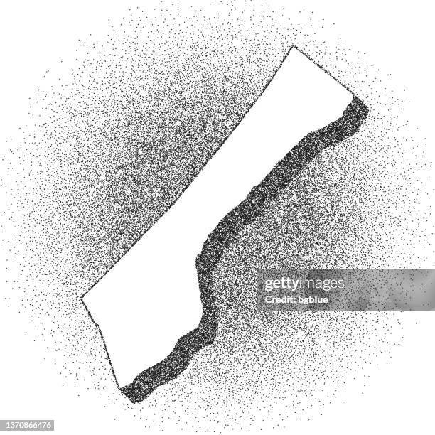 stippled gaza strip map - stippling art - dotwork - dotted style - old map of middle east stock illustrations