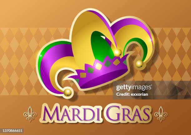 mardi gras jester hat - mardi gras background stock illustrations