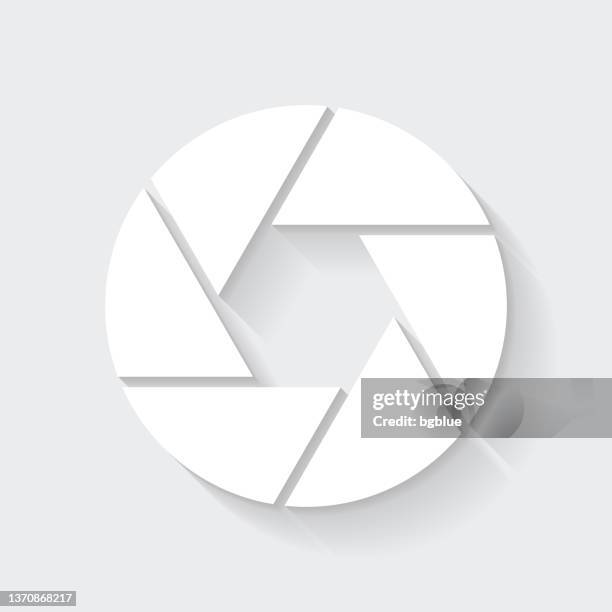 camera shutter. icon with long shadow on blank background - flat design - looking through camera stock illustrations