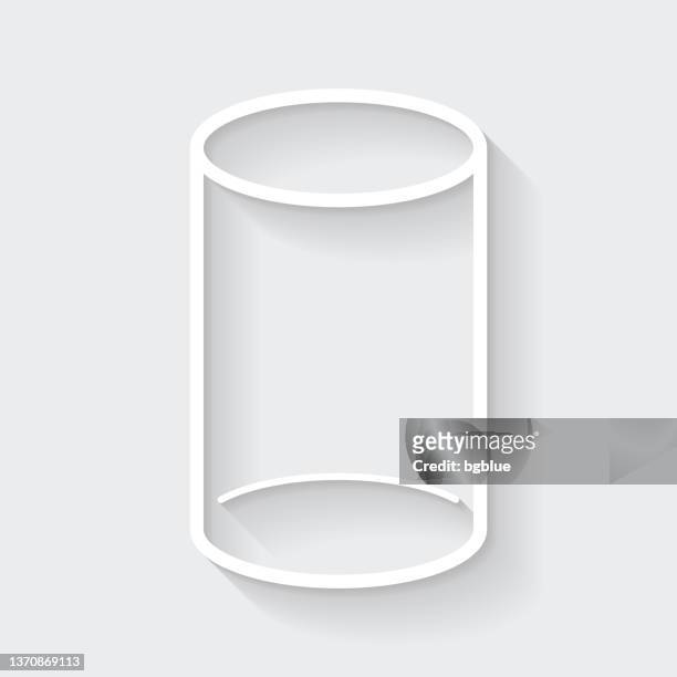 zylinder. icon mit langem schatten auf leerem hintergrund - flat design - box white flat stock-grafiken, -clipart, -cartoons und -symbole