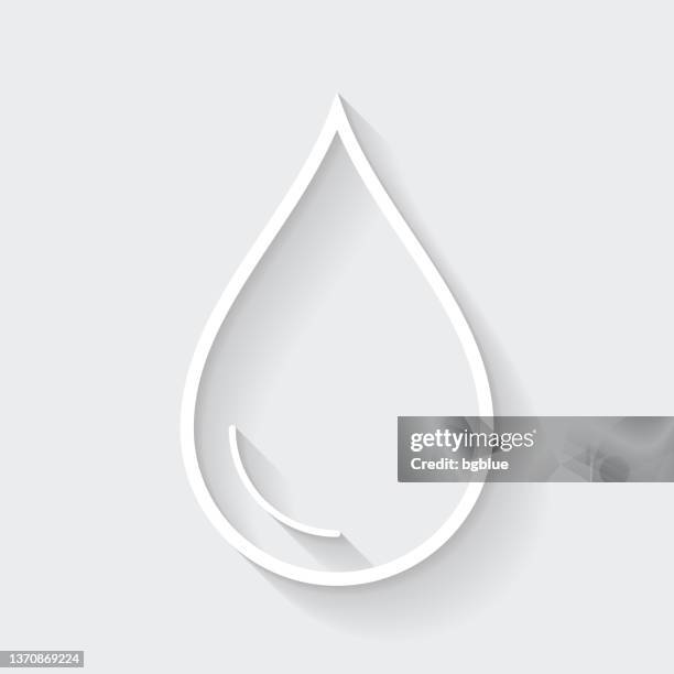 drop. icon with long shadow on blank background - flat design - water drop vector stock illustrations