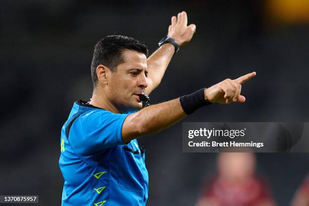 Referee Alireza Faghani is pictured during the A-League Men's match between Western Sydney Wanderers and Melbourne Victory at CommBank Stadium, on...