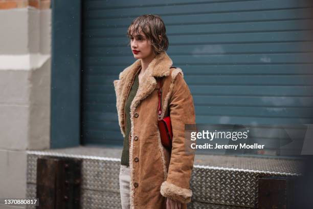 Fashion Week guest is seen outside Khaite during New Yorker Fashion Week on February 13, 2022 in New York City.