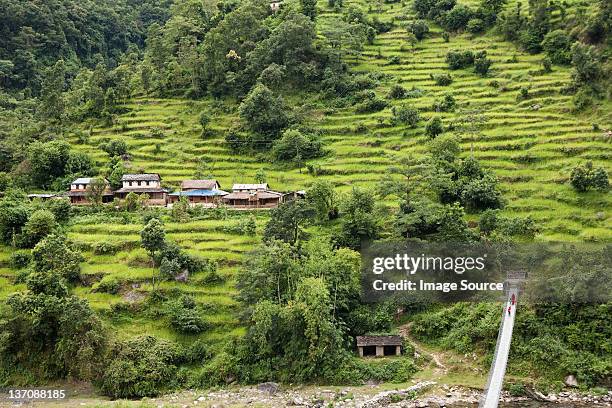 high angle view of road to chitwan, nepal - chitwan - fotografias e filmes do acervo
