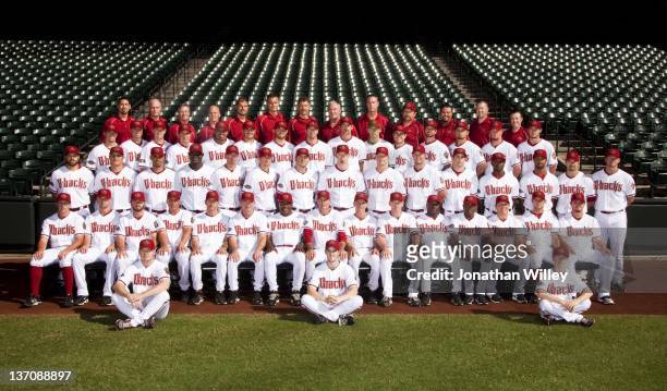 The Arizona Diamondbacks pose for a team photo at Chase Field in Phoenix, Arizona on September 20, 2011. Top : Allen Campbell, Dr. Roger McCoy, Dr....