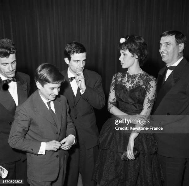 Jean-Pierre Léaud, François Truffaut, Albert Rémy et Claire Maurier lors de la présentation du film 'Les Quatre Cents Coups' pendant le Festival...