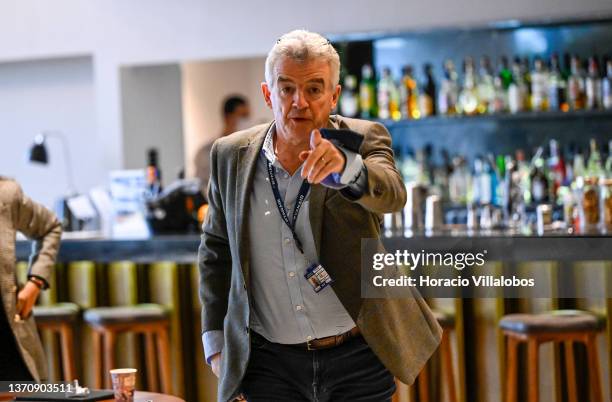 Ryanair Group CEO Michael O'Leary arrives to hold a press conference in Lux Lisboa Park Hotel to announce Ryanair may be forced to cut the aircraft...