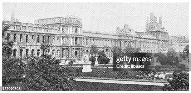 antique travel photographs of paris and france: tuileries - jardin des tuileries stock illustrations