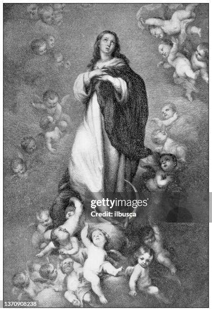 antique travel photographs of paris and france: murillo's "immaculate conception" - virgin mary 幅插畫檔、美工圖案、卡通及圖標