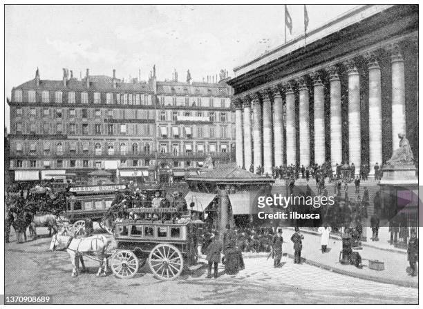 antique travel photographs of paris and france: the bourse - bourse stock illustrations