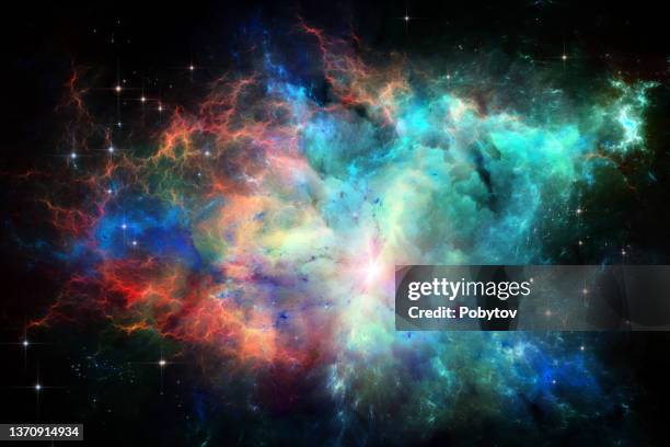 ilustrações, clipart, desenhos animados e ícones de nebulosa multicolorida - galaxy