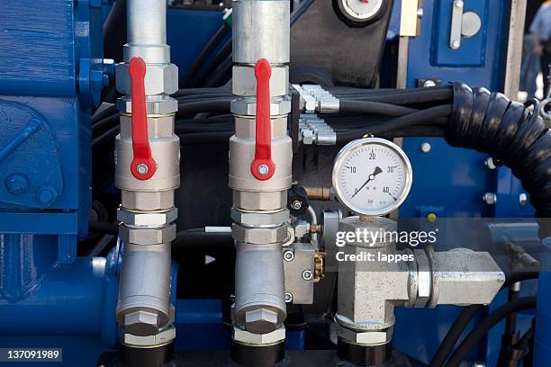 hydraulic detail - machine valve stock pictures, royalty-free photos & images