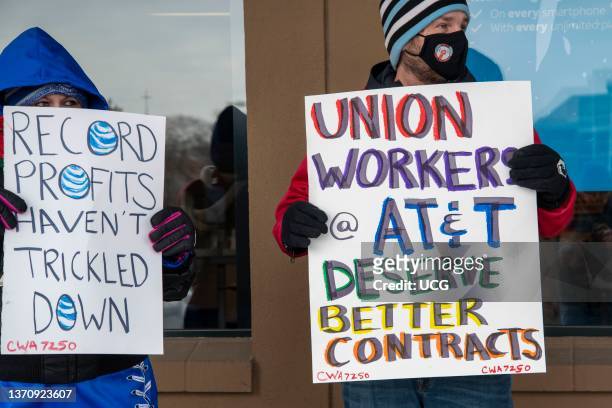 St. Paul, Minnesota, February 12 Workers rally for justice at AT&T, mobility workers at a labor rally fight to win the big raises, cut in healthcare...