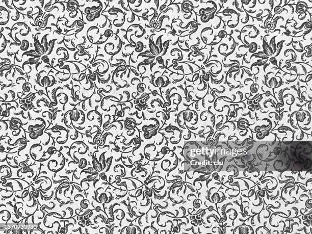 blossom and leaves background - black and white floral background stock illustrations