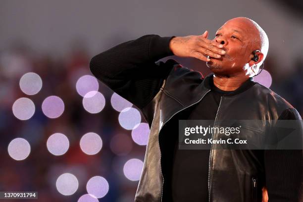 Dr. Dre performs during the Pepsi Super Bowl LVI Halftime Show at SoFi Stadium on February 13, 2022 in Inglewood, California.