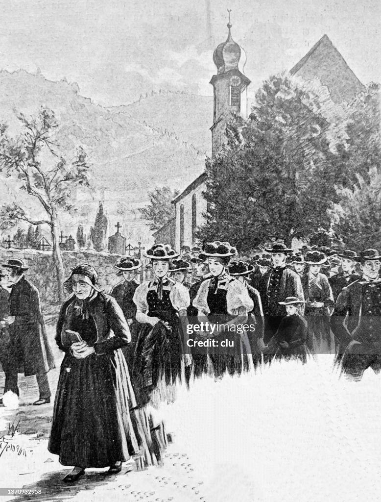 Gente De La Selva Negra Yendo A La Iglesia Mujeres Usando Bollenhut Ilustración de stock - Getty Images Gente De La Selva Negra Yendo A La Iglesia Mujeres Usando Bollenhut Ilustración de stock - Getty Images