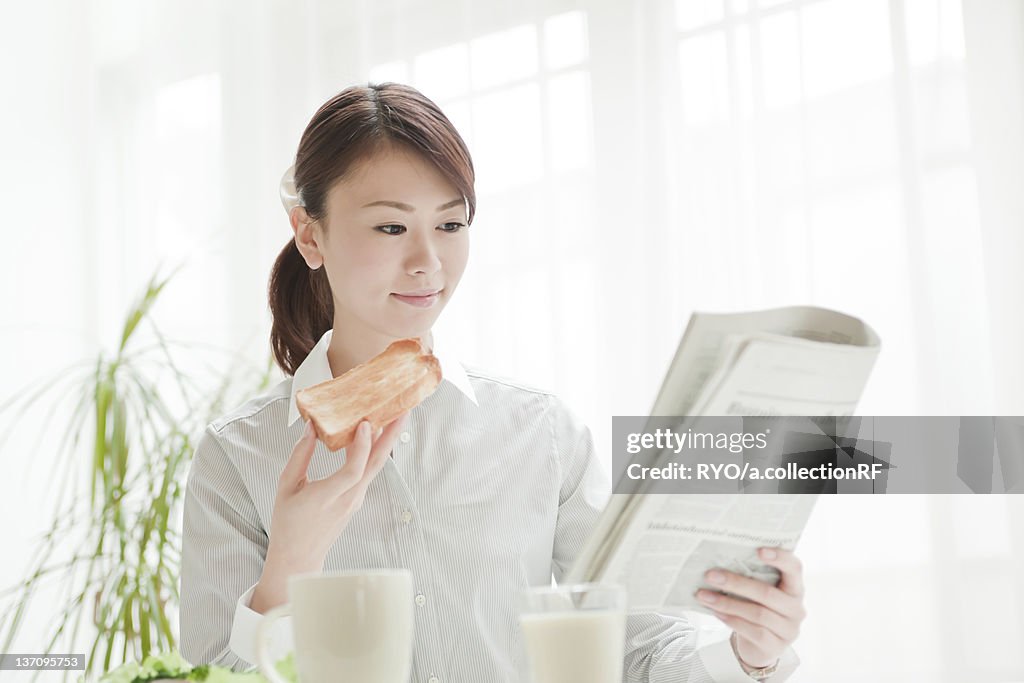 Businesswoman Having Breakfast