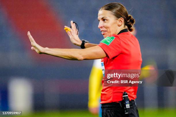 Referee Stephanie Frappart during the International Friendly match between Netherlands Women and Brazil Women at Stade Michel D'Ornano on February...