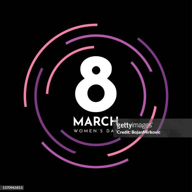 march 8, international women's day, black background. vector - march month stock illustrations
