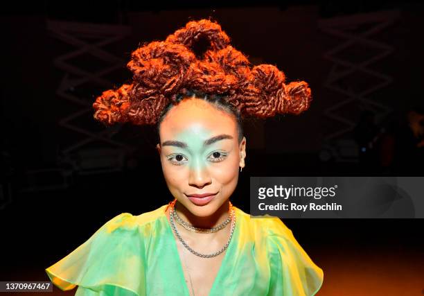 Tati Gabrielle attends front row for Prabal Gurung during 2022 New York Fashion Week: The Shows on February 16, 2022 in New York City.