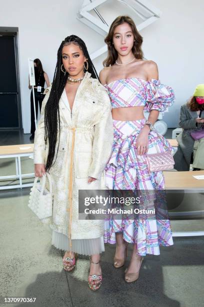 Asia Monet and Mika Benabs at Claudia Li's runway show at Spring Studios during New York Fashion Week on February 16, 2022 in New York City.