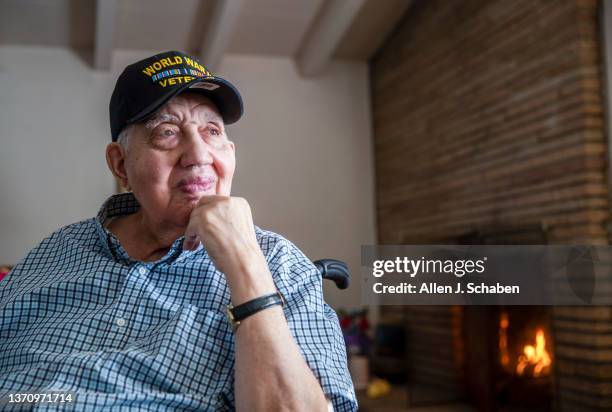 War veteran Bernard Benedict James is photographed for Los Angeles Times on February 3, 2022 at home in La Mirada, California. PUBLISHED IMAGE. James...