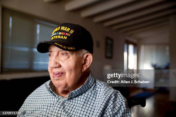 War veteran Bernard Benedict James is photographed for Los Angeles Times on February 3, 2022 at home in La Mirada, California. PUBLISHED IMAGE. James...