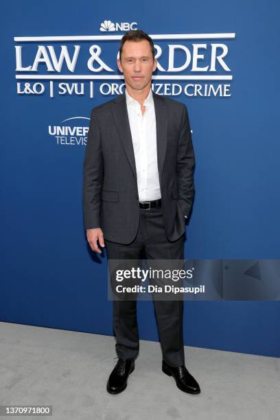 Jeffrey Donovan attends NBC's "Law & Order" Press Junket at Studio 525 on February 16, 2022 in New York City.