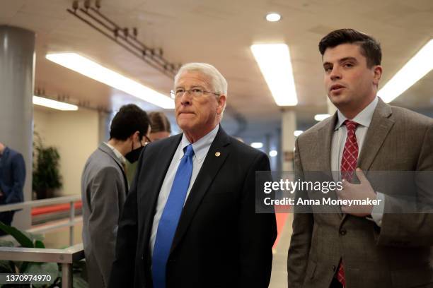 Sen. Roger Wicker walks through the during a series of votes on Capitol Hill on February 16, 2022 in Washington, DC. Senators continue to work...