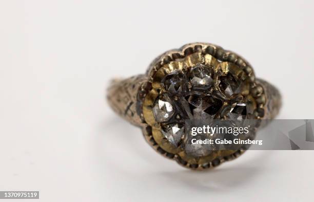 vintage jewelry on white background - antique jewellery stock pictures, royalty-free photos & images